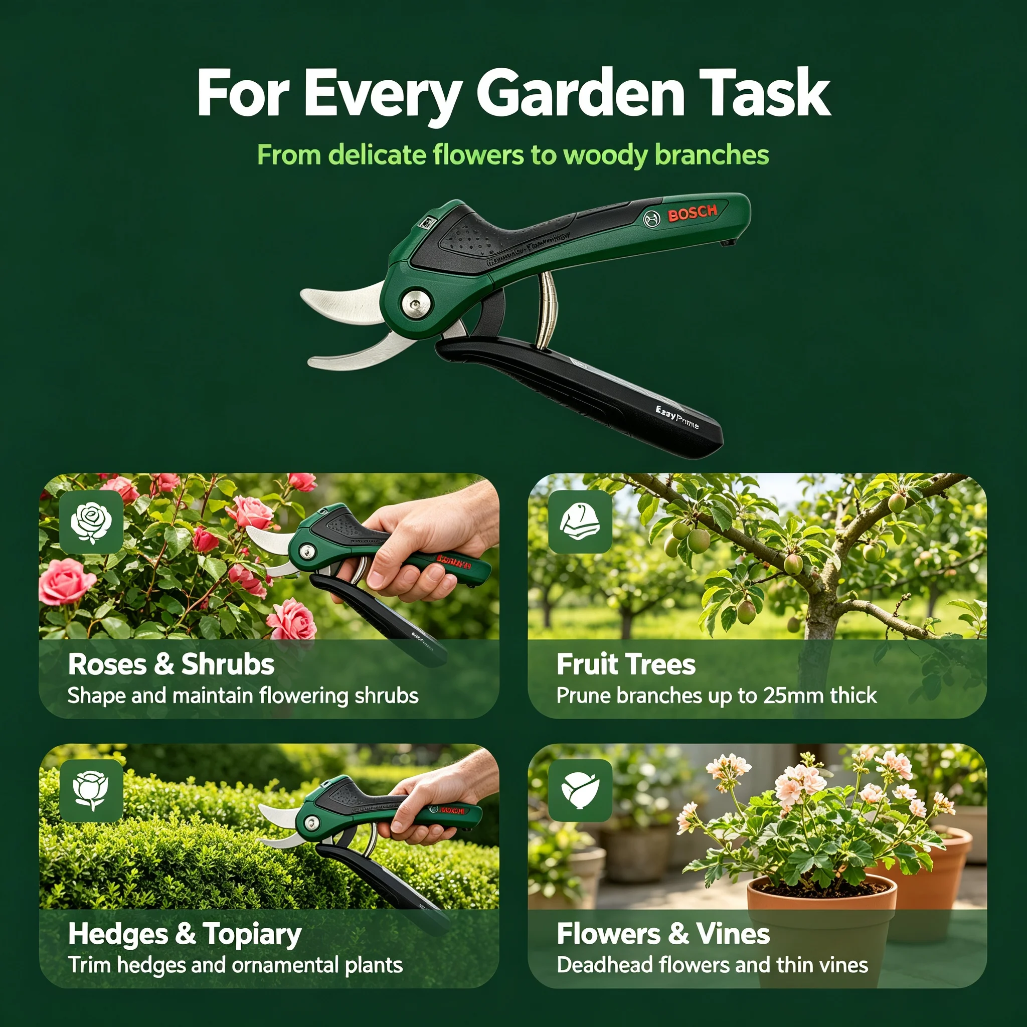 Smart Garden Bosch - Sécateur intelligent sans fil Bosch 3,6