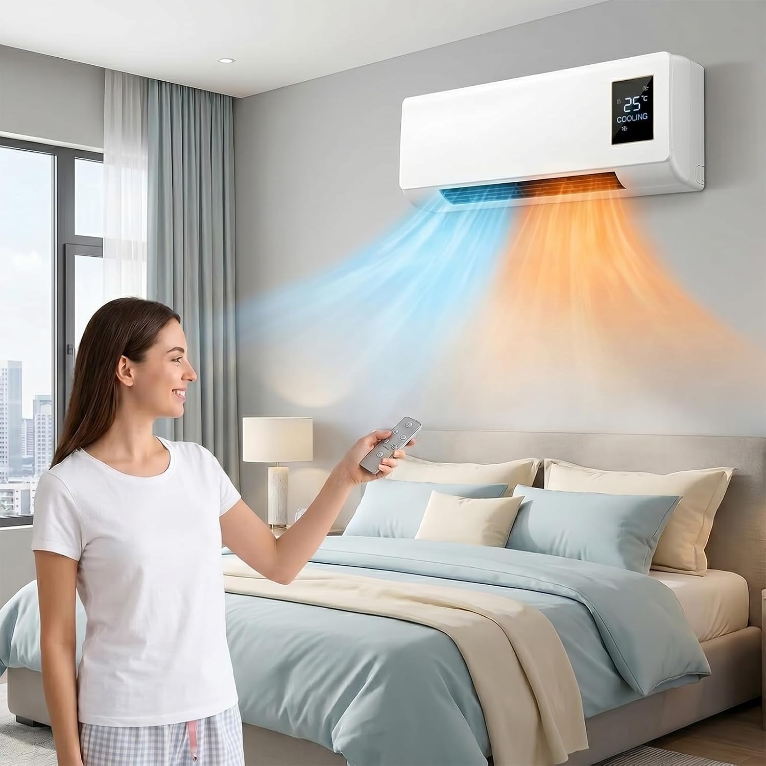 Smart Garden Offices - Ventilateur de climatisation mural portable, unité