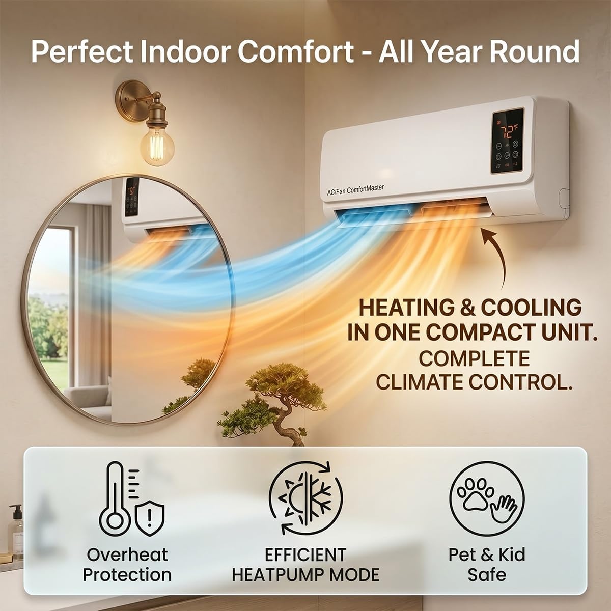 Smart Garden Offices - Ventilateur et chauffage combinés muraux 1800W,